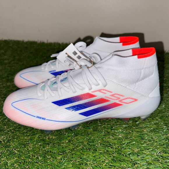 Adidas F50 Elite Mid FG Soccer Cleats White Blue Red ID9203 Women's Size 6 NEW - Picture 3 of 10